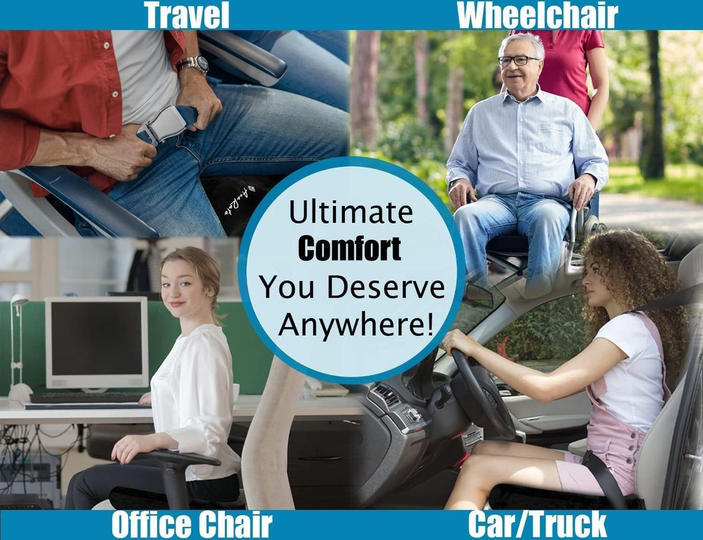 Gel Seat Cushion, Double Layer Gel Cushion with Non-Slip Cover