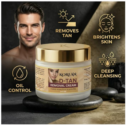 Korean D-Tan Removal Cream – Skin Brightening & Tan Removal Face Cream for Sun Damage, Dark Spots & Uneven Skin Tone, Hydrating Korean Skincare Formula (Pack of 2)