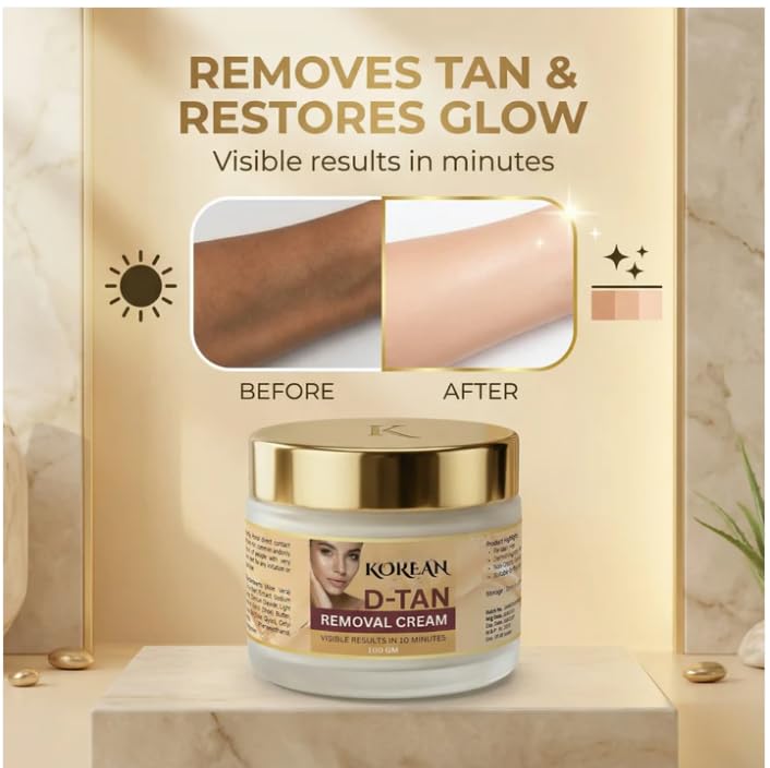 Korean D-Tan Removal Cream – Skin Brightening & Tan Removal Face Cream for Sun Damage, Dark Spots & Uneven Skin Tone, Hydrating Korean Skincare Formula (Pack of 2)