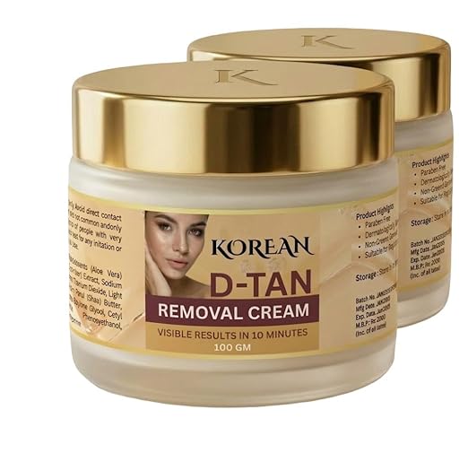 Korean D-Tan Removal Cream – Skin Brightening & Tan Removal Face Cream for Sun Damage, Dark Spots & Uneven Skin Tone, Hydrating Korean Skincare Formula (Pack of 2)