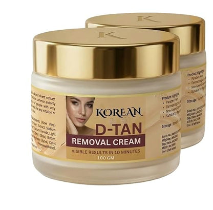 Korean D-Tan Removal Cream – Skin Brightening & Tan Removal Face Cream for Sun Damage, Dark Spots & Uneven Skin Tone, Hydrating Korean Skincare Formula (Pack of 2)