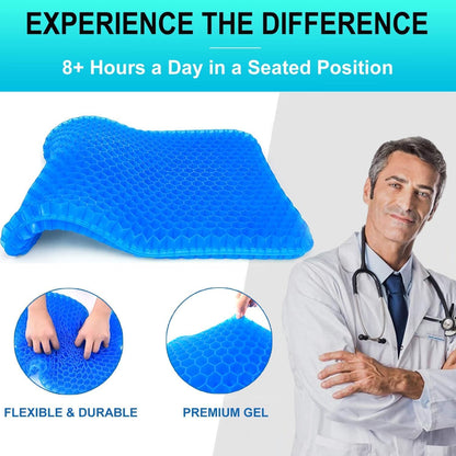 Gel Seat Cushion, Double Layer Gel Cushion with Non-Slip Cover