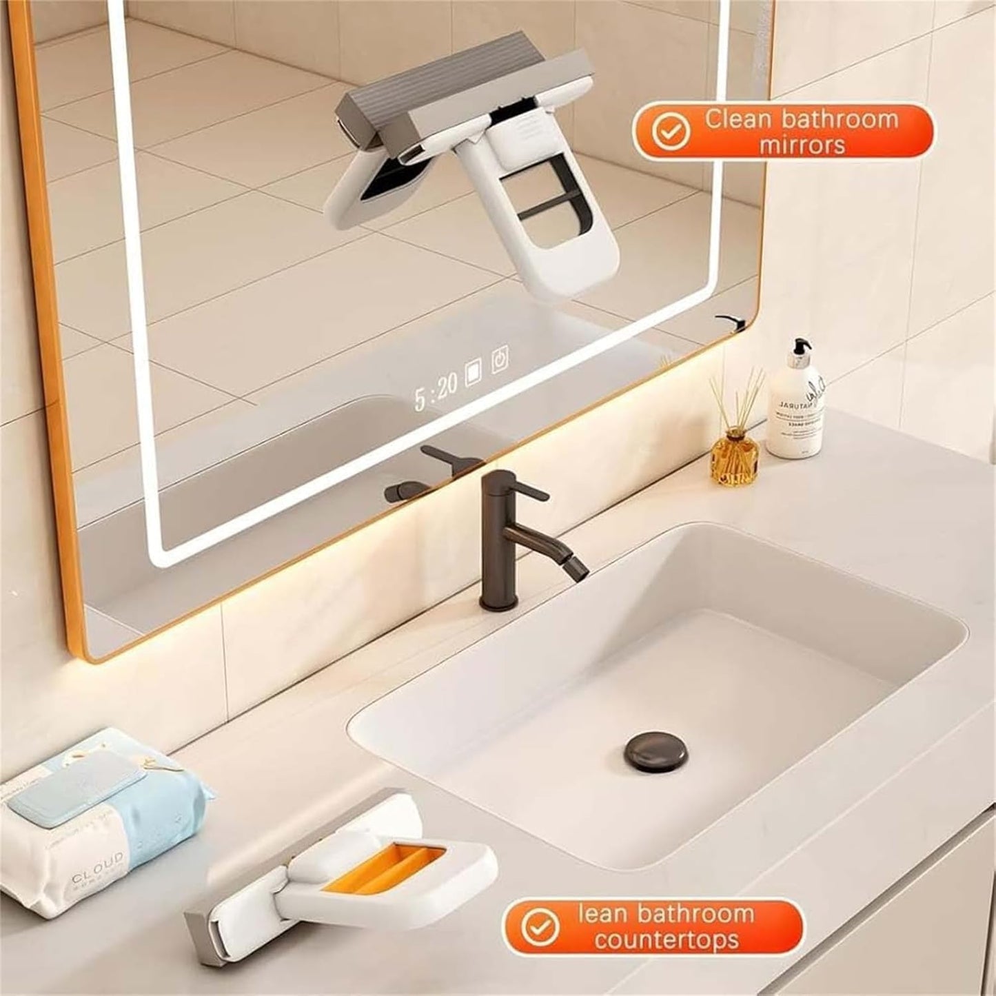 Mini Foldable Desktop Mop, Portable Self-Squeeze Small Mop