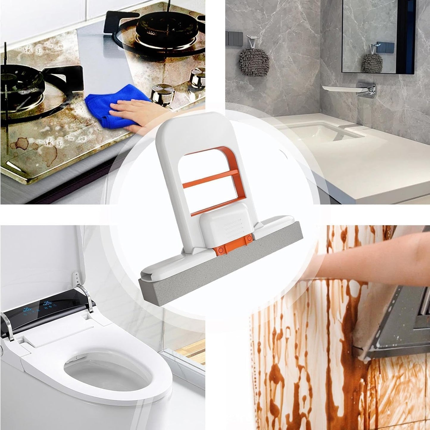 Mini Foldable Desktop Mop, Portable Self-Squeeze Small Mop